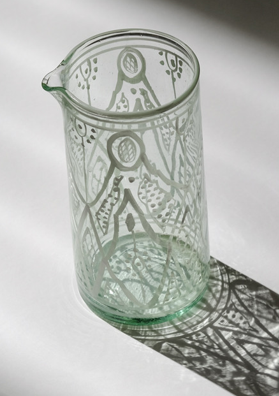 Marrakesh Patterned Glass Pitcher with elegant design, perfect for table setup.