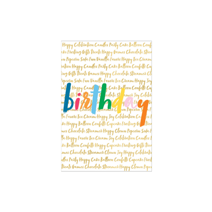 Birthday Words Greetings Card with printed text on high-quality cardstock, perfect for celebrating birthdays.