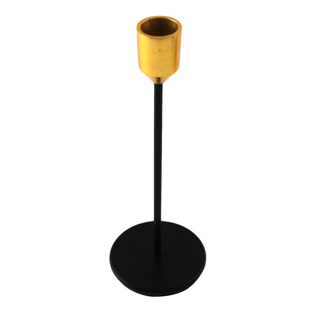 Black Slim w/ Gold Top Candle Holder, an elegant and stylish accessory for enhancing your dining experience.