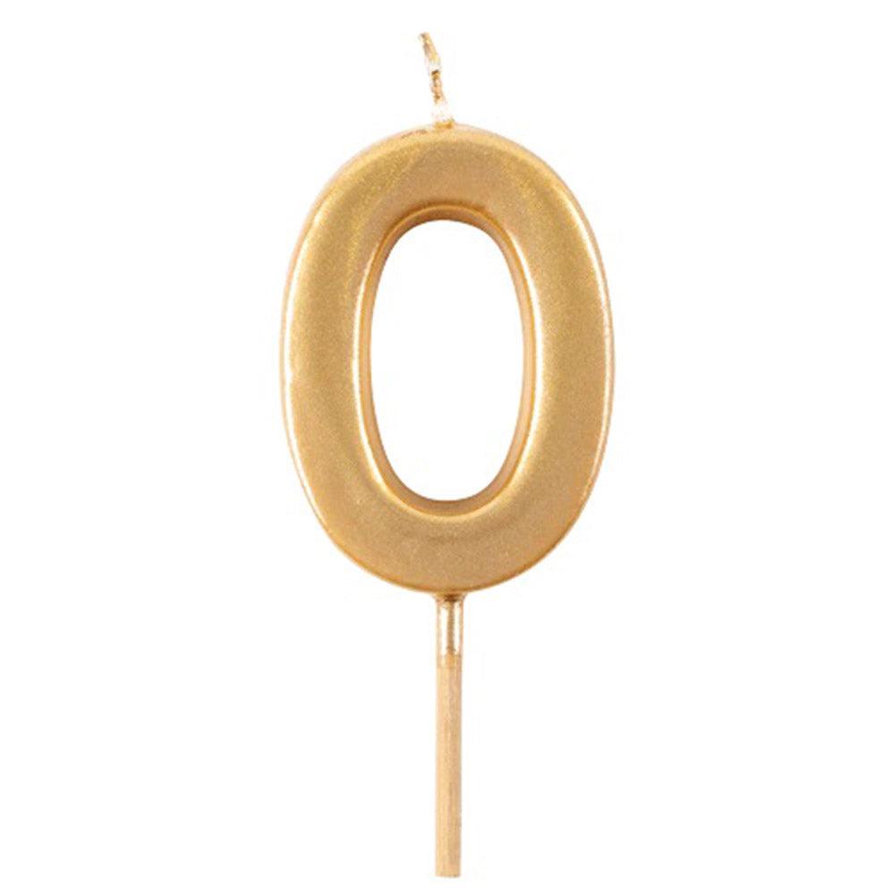 Gold number candle on a stick, perfect for birthdays and special occasions.