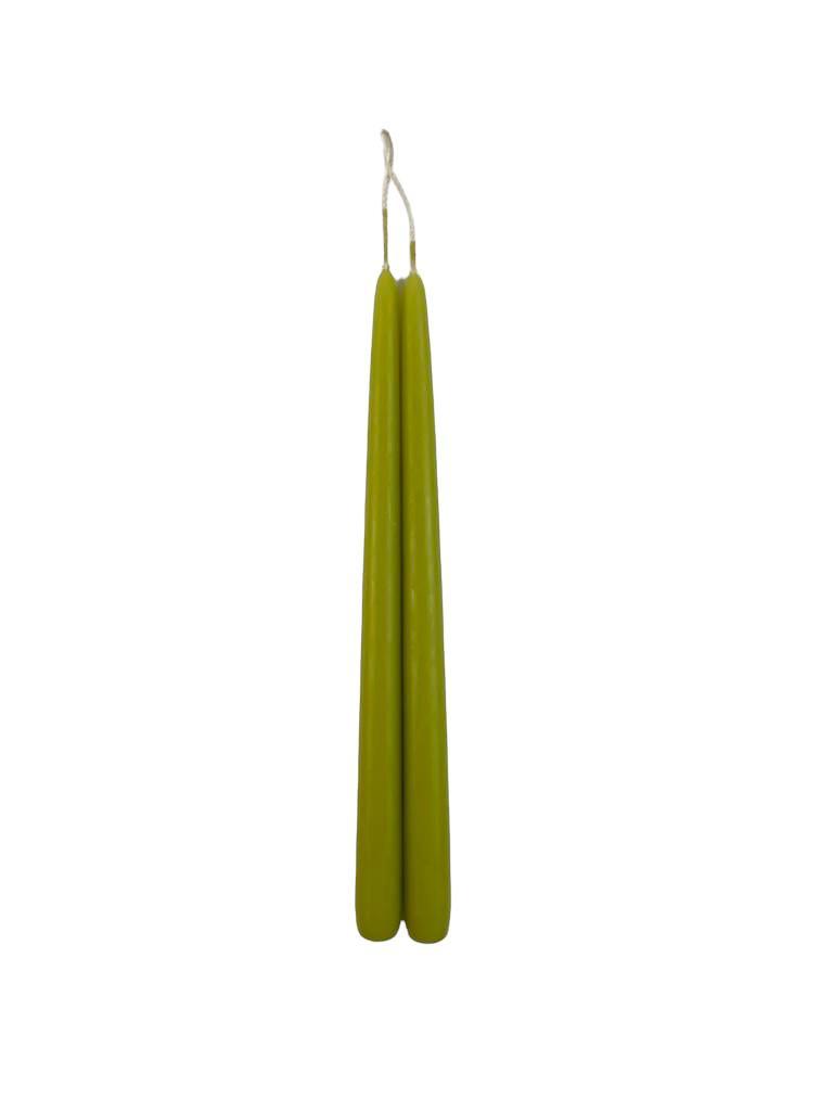 Tapered Smokeless Candles, 30cm, in vibrant green. Handcrafted in Belgium to the highest standards. Set of 2 elegant candles for a warm ambience.
