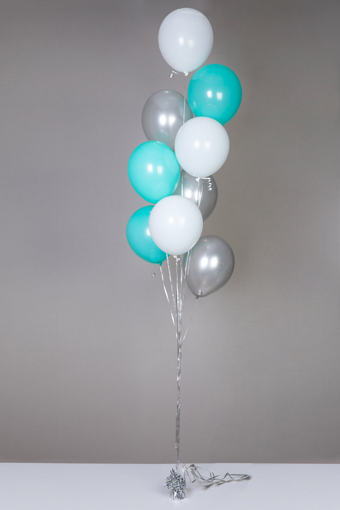 Balloons aqua white silver
