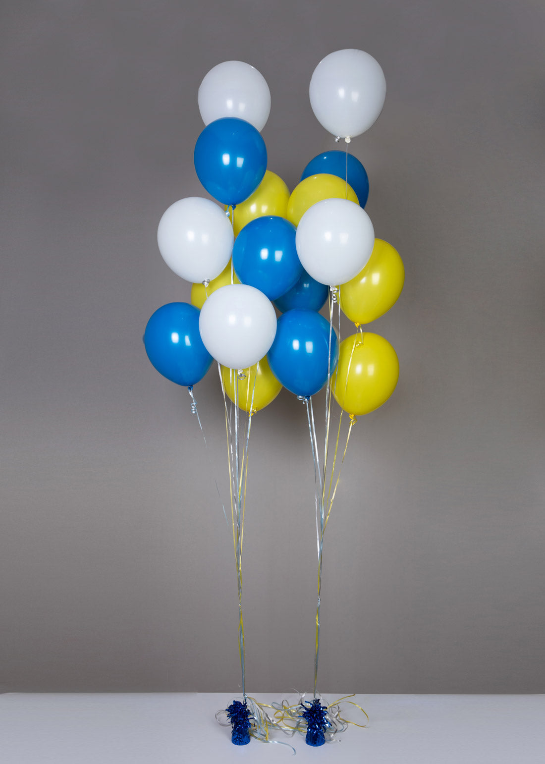 Balloons blue yellow white
