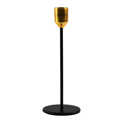Black Slim w/ Gold Top Candle Holder, 1 Each: Elegant candle holder for a meaningful dining experience.