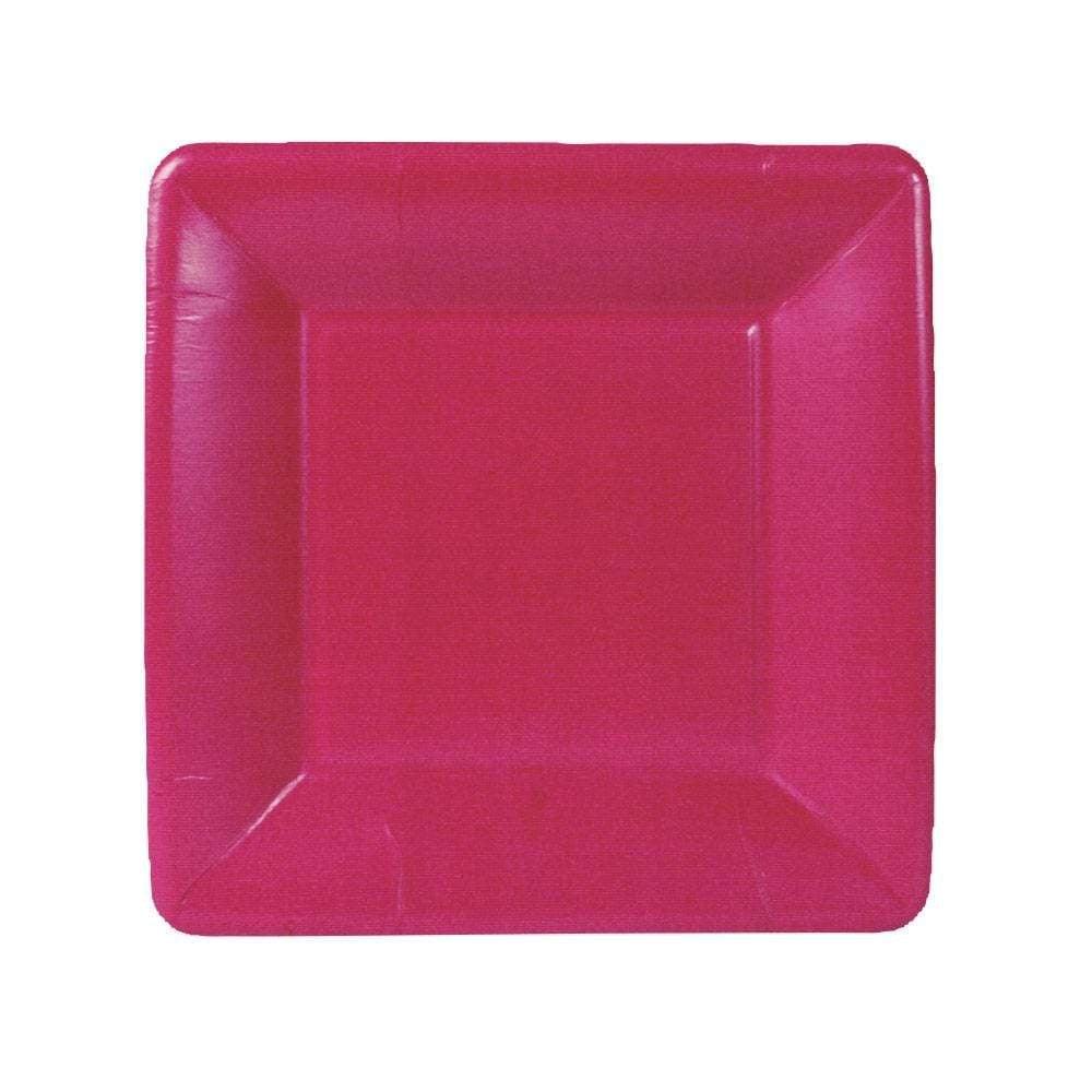 Grosgrain Square Paper Salad &amp; Dessert Plates in Rose - 8 Per Package: A stylish square paper plate with a delicate design, perfect for any occasion.