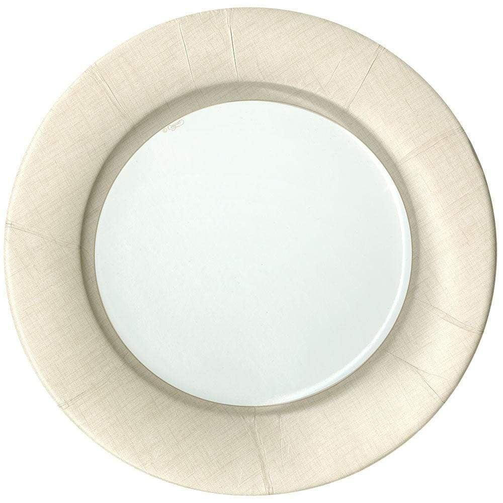 Linen Border Paper Dinner Plate with Oval Design