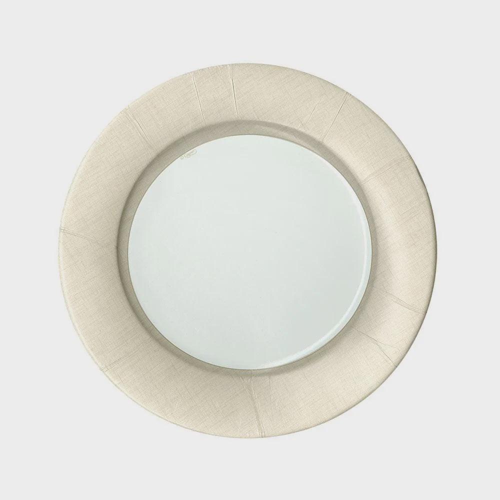 Linen Border Paper Salad &amp; Dessert Plates - 8 Per Package: Elegant white plate with a delicate design. Perfect for any occasion.