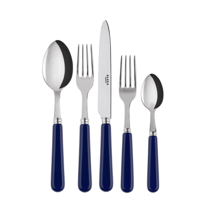 Navy Cutlery Set of 5 - Stylish Parisian silverware for any table setup.