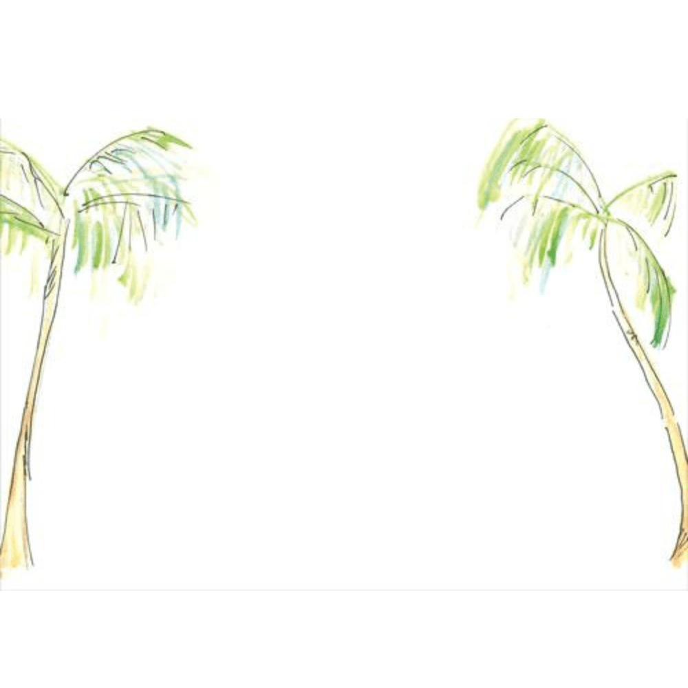 Painted Palm Trees Blank Correspondence Cards - Set of 20, featuring a sketch of palm trees, perfect for any occasion.