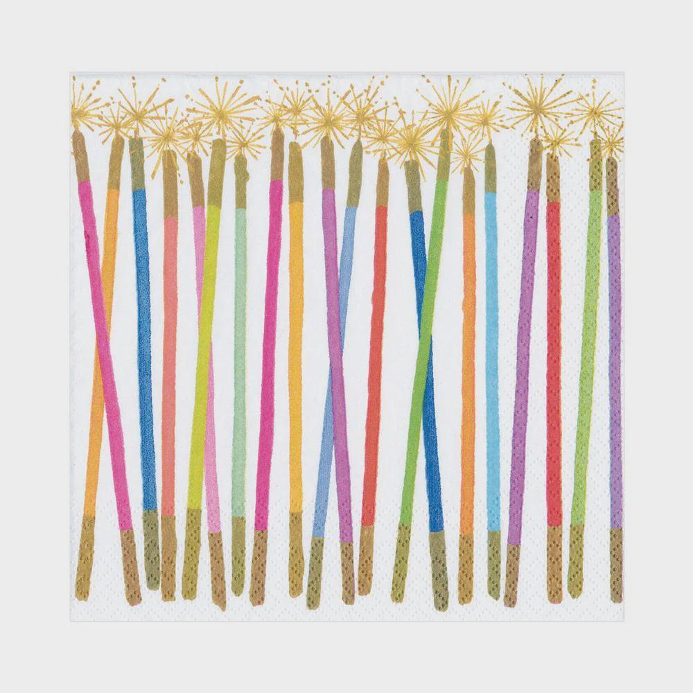 Party Candles Paper Luncheon Napkins - 20 Per Package: Colorful sticks on a triple-ply napkin, adding style and durability to any occasion. Made with eco-friendly materials.