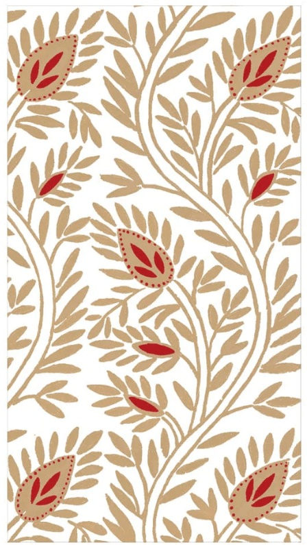 A close-up of a design on Caspari Samsara Guest Towel Napkins in Gold.